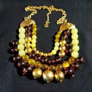 Elegant Gold and Brown Beaded Necklace